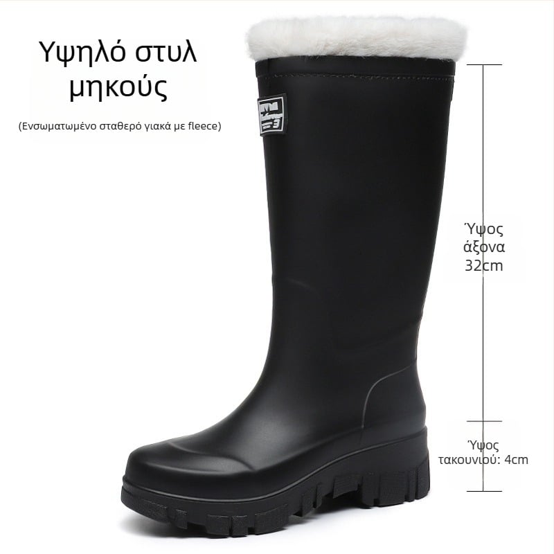 Γυναικείες PVC γαλότσες βροχής, μεσαίου ύψους, χαμηλό τακούνι 1-3 cm, slip-on σχέδιο