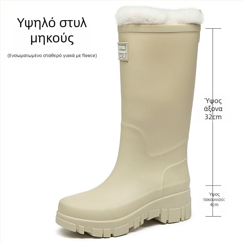 Γυναικείες PVC γαλότσες βροχής, μεσαίου ύψους, χαμηλό τακούνι 1-3 cm, slip-on σχέδιο