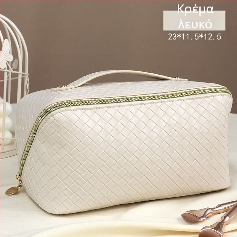 Τσαντάκι καλλυντικών PU δέρματος με γεωμετρικό μοτίβο, φερμουάρ, unisex, θήκη αποθήκευσης για καθημερινή χρήση