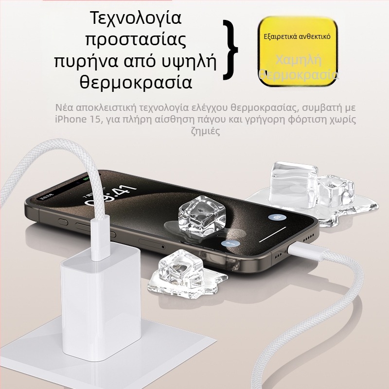 Πλεκτό καλώδιο USB-C γρήγορης φόρτισης για iPhone 15/16, PD30W