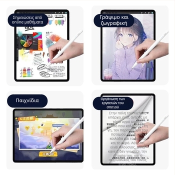 Stylus χωρητικό με ένδειξη φωτός για iPad και συσκευές αφής Android/Windows; περιλαμβάνει στυλό, εγχειρίδιο, καλώδιο USB, 2 άκρες