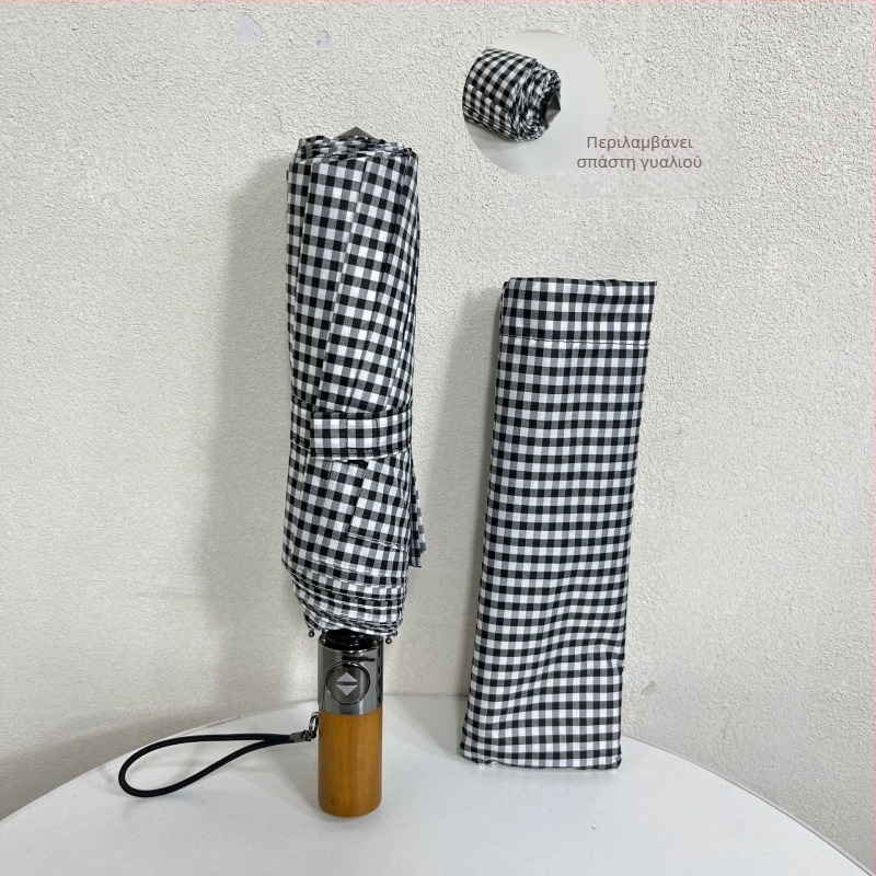 Ομπρέλα με 10 ακτίνες, αυτόματη αναδίπλωση, ξύλινο χερούλι, ύφασμα 210T ανθεκτικό στις κρούσεις, άξονας από κράμα