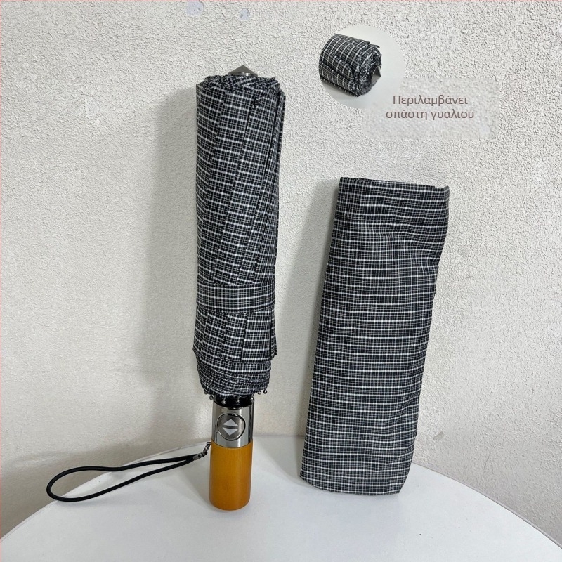 Ομπρέλα με 10 ακτίνες, αυτόματη αναδίπλωση, ξύλινο χερούλι, ύφασμα 210T ανθεκτικό στις κρούσεις, άξονας από κράμα