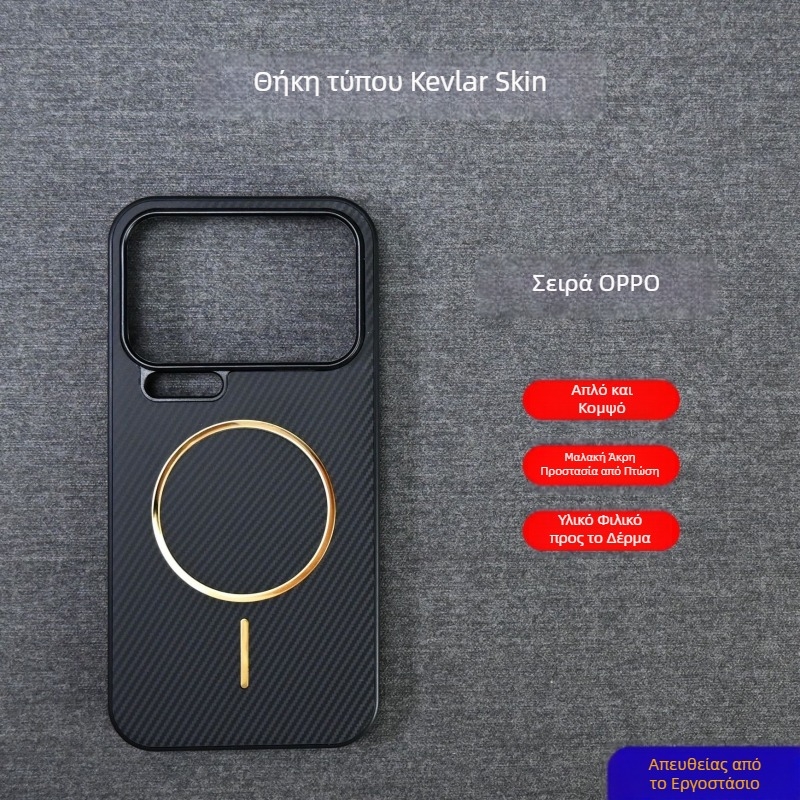 Θήκη Oppo Find X9 Pro – 2-σε-1 προστατευτικό κάλυμμα από συνθετικό δέρμα με υφή Kevlar, ανθεκτικό σε πτώσεις