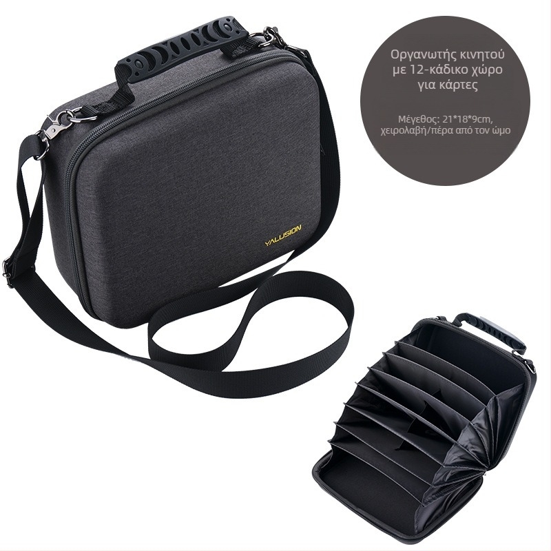 Τσάντα για κινητά τηλέφωνα με πολλαπλές θήκες καρτών, σκληρός θήκη τύπου κουτιού, Oxford ύφασμα, unisex, 16 smartphones