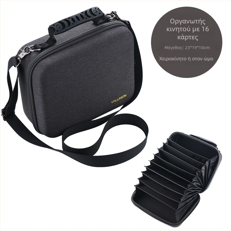 Τσάντα για κινητά τηλέφωνα με πολλαπλές θήκες καρτών, σκληρός θήκη τύπου κουτιού, Oxford ύφασμα, unisex, 16 smartphones