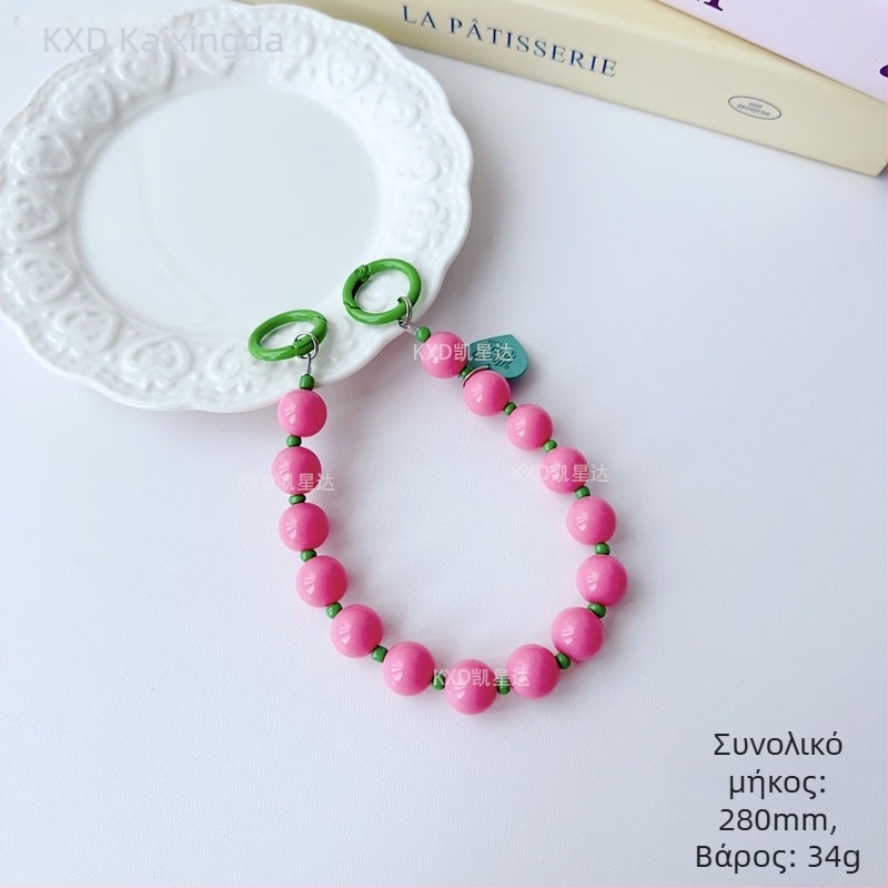 Κορδόνι θήκης τηλεφώνου με γεωμετρική αλυσίδα από χάντρες, χειροποίητο πλαστικό, πολυλειτουργικό αξεσουάρ