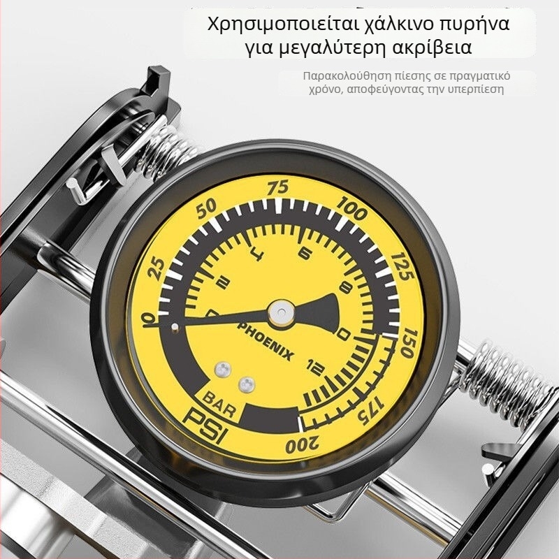 Phoenix αντλία ποδιού για αυτοκίνητα και ποδήλατα, διπλός κύλινδρος, χωρίς ρεύμα, 30 L/min, ψηφιακή οθόνη με μανόμετρο