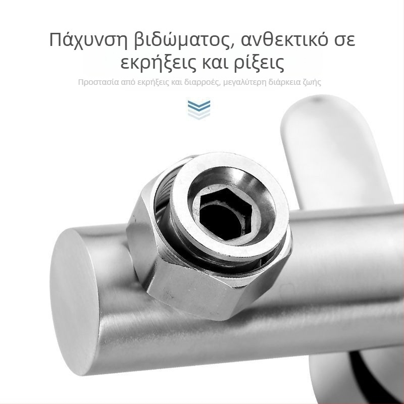 Ανοξείδωτη βρύση ντους και μπάνιου, εντοιχισμένη στον τοίχο, με τριπλό έλεγχο, κεραμικός πυρήνας βαλβίδας, 0–90°C