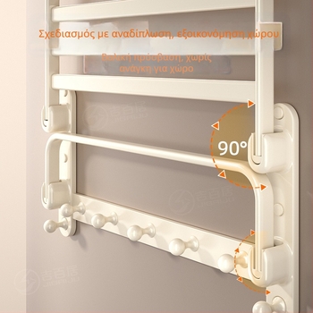 Ράφι πετσέτων από Space αλουμίνιο, πτυσσόμενο, 1–2 επίπεδα, οξειδωμένη επιφάνεια, φορτίο 10–15 κιλά