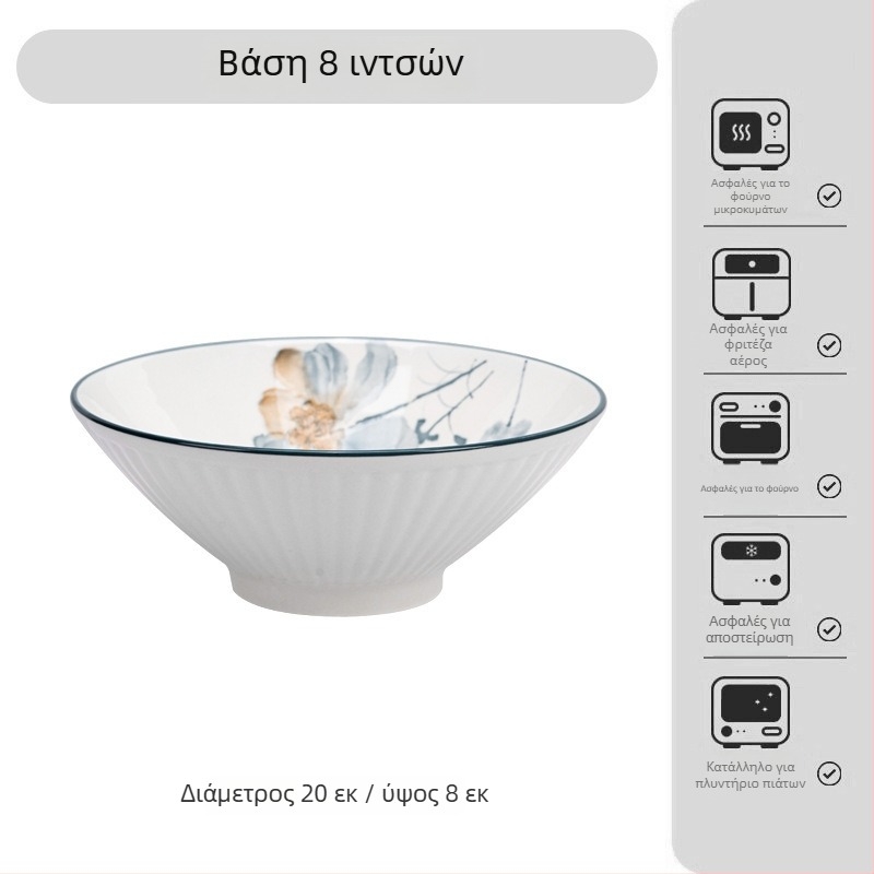 Σετ πορσελάνης σε ιαπωνικό στυλ με φλοράλ μοτίβο – μπολ, πιάτα και δίσκοι; πορσελάνη; υπό γλάσωση διακόσμηση; κατάλληλο για φούρνο μικροκυμάτων