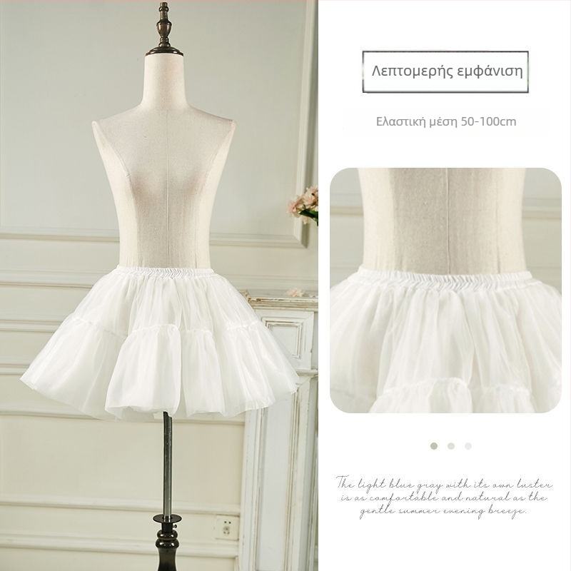 Φούστα Lolita με τούλι και μπούστο, 6 στρώσεις απαλού τούλι, χωρίς κόκαλα bustle, Α-γραμμή, ημι‑μακρύ φούστα με φούσκωμα