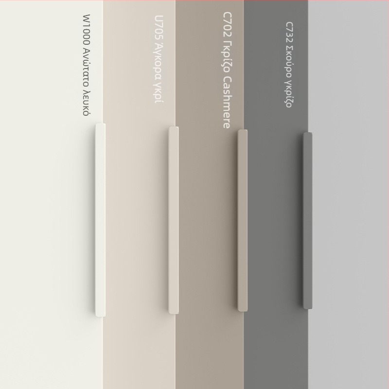 Αόρατες λαβές ντουλαπιών με γωνία 90°, κράμα αλουμινίου, μοντέλο 07b, οξείδωση ανόδου, μοντέρνο μινιμαλιστικό στυλ