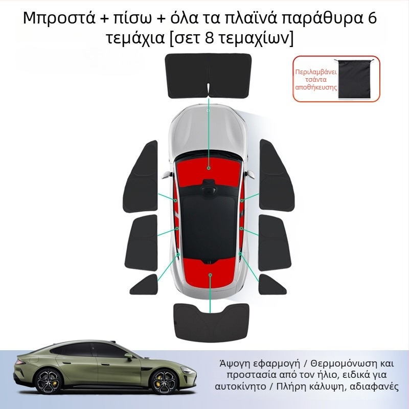 Κουρτίνα ιδιωτικότητας ηλιοπροστασίας για το Xiaomi SU7 αυτοκίνητο - εμπρός και πλαϊνά παράθυρα, σιλικόνη, εγκατάσταση με κλιπ