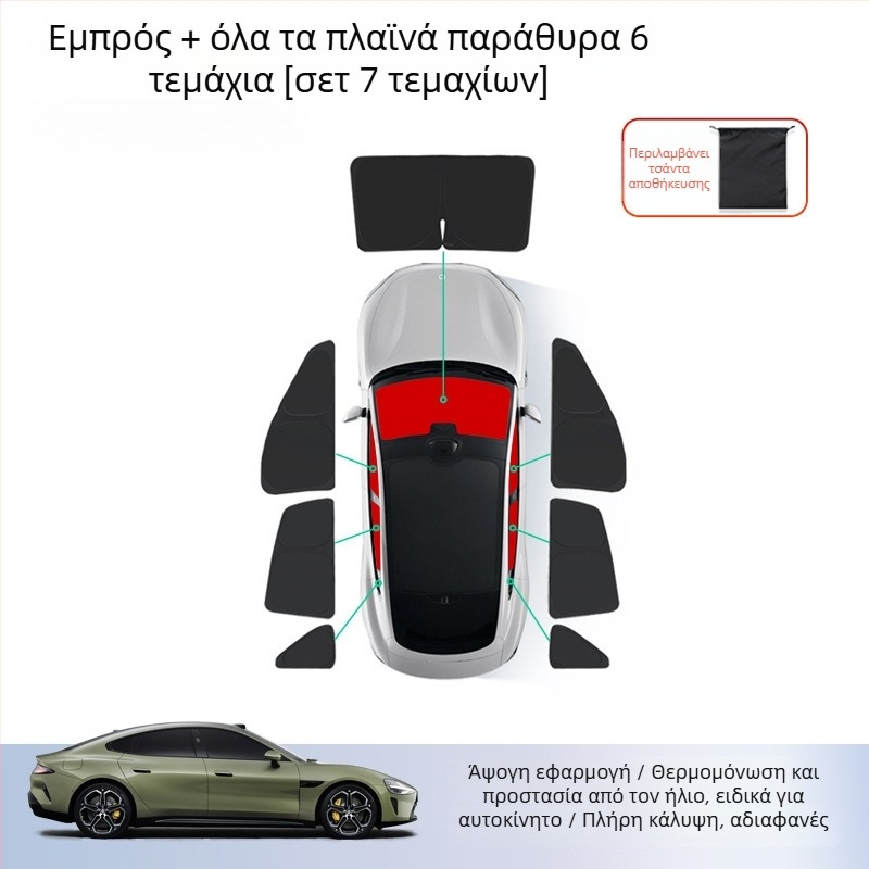 Κουρτίνα ιδιωτικότητας ηλιοπροστασίας για το Xiaomi SU7 αυτοκίνητο - εμπρός και πλαϊνά παράθυρα, σιλικόνη, εγκατάσταση με κλιπ