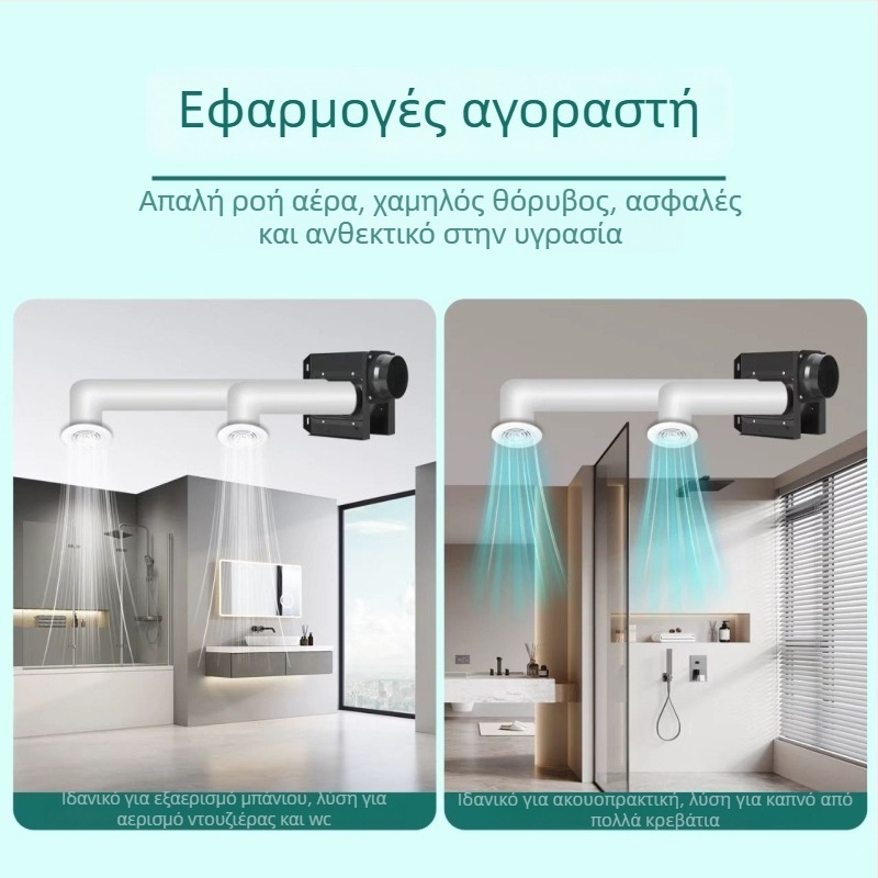 Αποσπώμενος ανεμιστήρας αγωγών εξάτμισης, ένα προς δύο για μπάνιο και κουζίνα, HF18B, 220V, 40W, Ενεργειακή απόδοση II, Μηχανικός έλεγχος