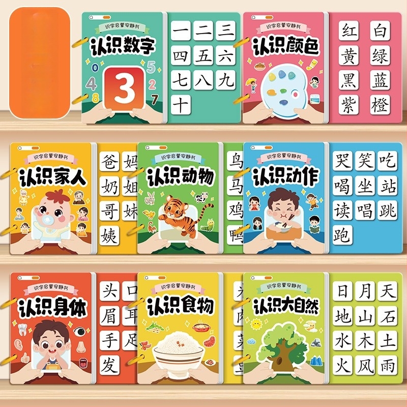 Ήσυχο βιβλίο για πρώιμη γραφή με εικονογραφικές κάρτες και σετ αυτοκόλλητων· ηλικίες 3–6 ετών· υλικό: χαρτί· μάρκα Pasien