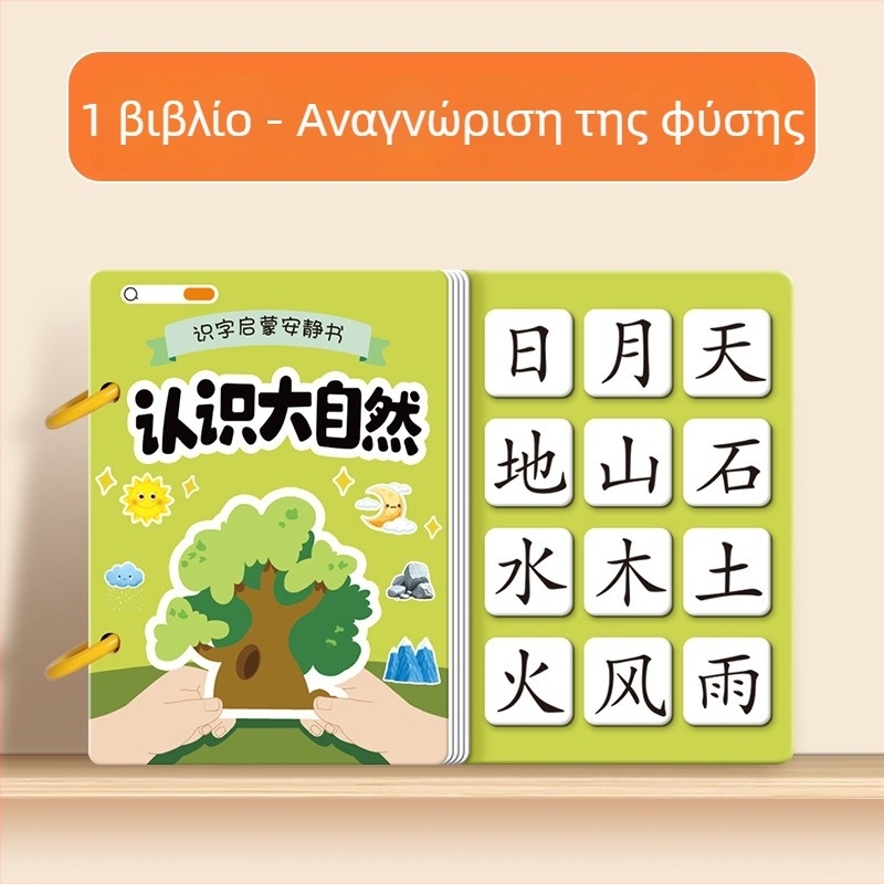 Ήσυχο βιβλίο για πρώιμη γραφή με εικονογραφικές κάρτες και σετ αυτοκόλλητων· ηλικίες 3–6 ετών· υλικό: χαρτί· μάρκα Pasien