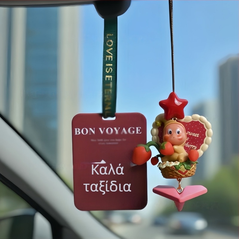 Διακοσμητικό αυτοκινήτου για εσωτερικό καθρέπτη — σειρά Cartoon Star Man Paper Plane, PVC υλικό, προσαρμόσιμο, εσωτερική διακόσμηση, αξεσουάρ αυτοκινήτου