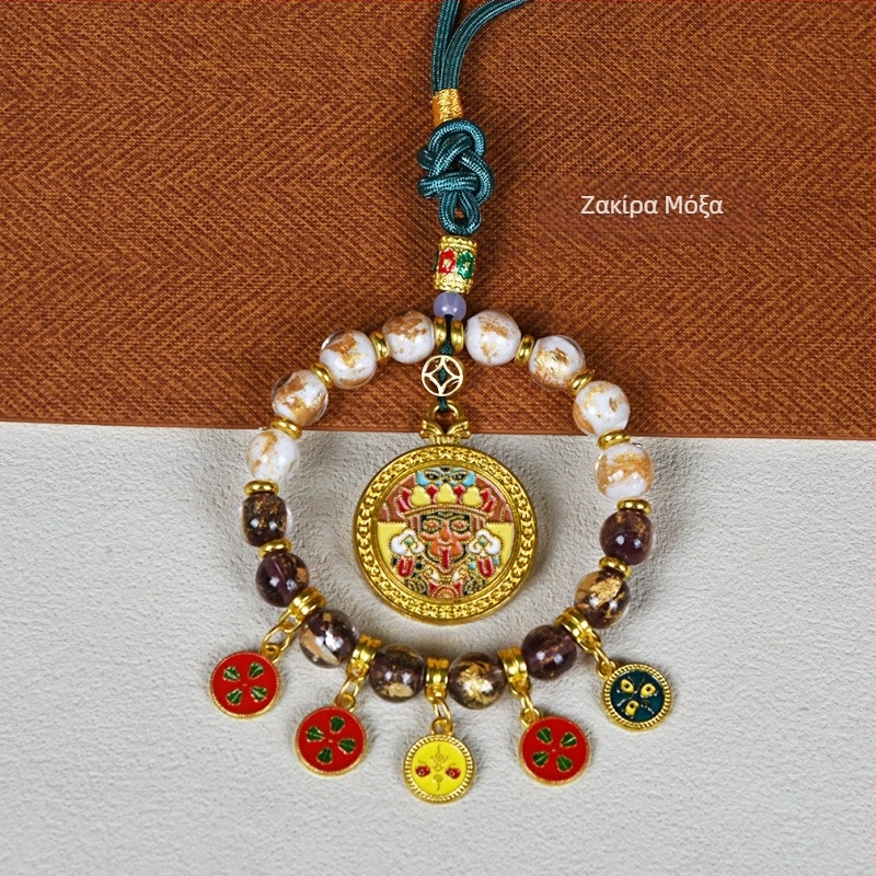 Κρεμαστό αυτοκινήτου με Θεό της Ευημερίας για πέντε κατευθύνσεις, κράμα, γλάσο με χρυσό φύλλο και αρωματικό γλάσο, μοντέρνο στυλ