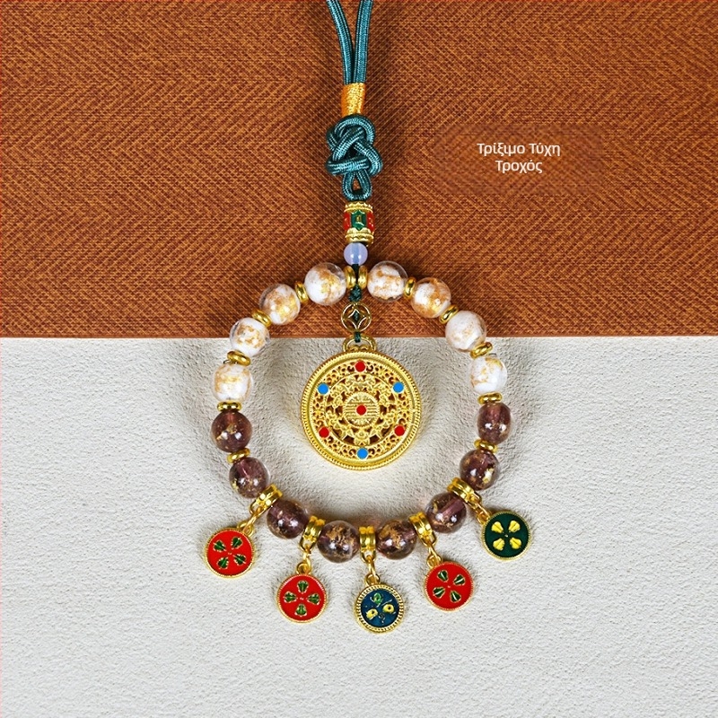 Κρεμαστό αυτοκινήτου με Θεό της Ευημερίας για πέντε κατευθύνσεις, κράμα, γλάσο με χρυσό φύλλο και αρωματικό γλάσο, μοντέρνο στυλ