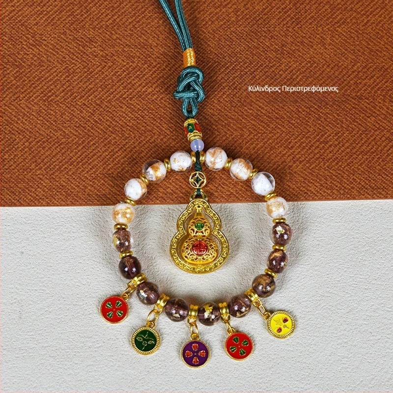 Κρεμαστό αυτοκινήτου με Θεό της Ευημερίας για πέντε κατευθύνσεις, κράμα, γλάσο με χρυσό φύλλο και αρωματικό γλάσο, μοντέρνο στυλ