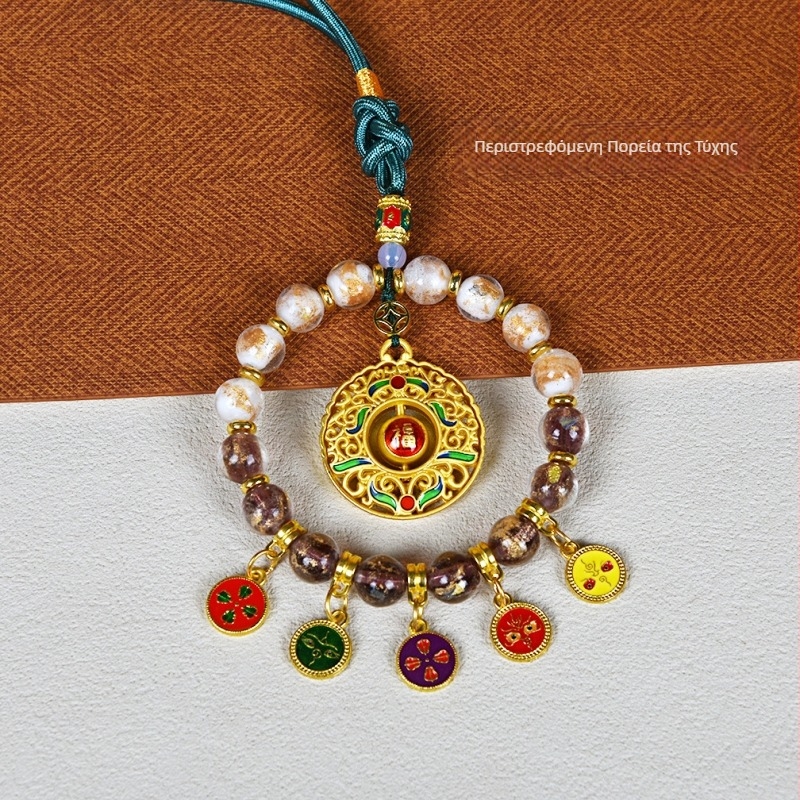 Κρεμαστό αυτοκινήτου με Θεό της Ευημερίας για πέντε κατευθύνσεις, κράμα, γλάσο με χρυσό φύλλο και αρωματικό γλάσο, μοντέρνο στυλ