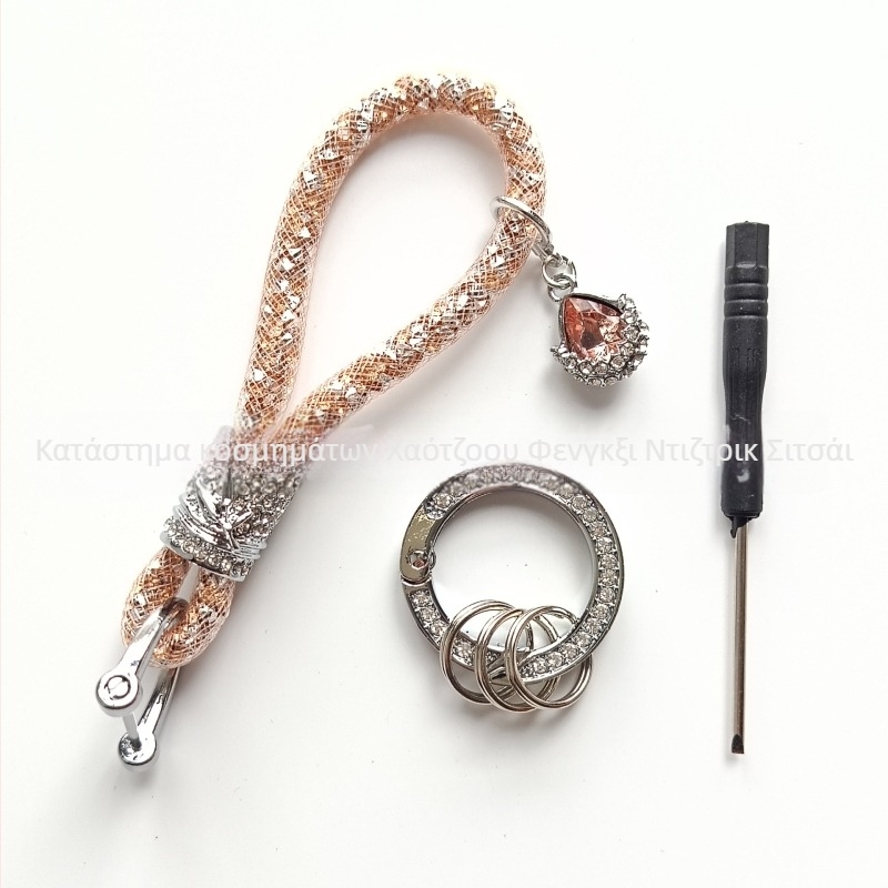 Μπρελόκ αυτοκινήτου από ψευδάργυρο με διαμαντοκρύσταλλους, κρυστάλλινο μενταγιόν, δυνατότητα παραμετροποίησης