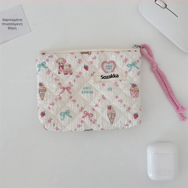 Βαμβακερή φλοράλ τσάντα αποθήκευσης με poplin επένδυση για καθημερινή χρήση, με σχέδιο anime, για γυναίκες