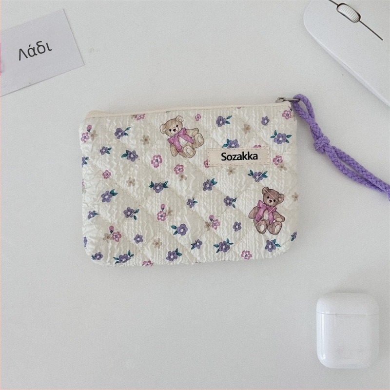 Βαμβακερή φλοράλ τσάντα αποθήκευσης με poplin επένδυση για καθημερινή χρήση, με σχέδιο anime, για γυναίκες