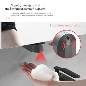 Αισθητήρας δοσομετρητής σαπουνιού κάτω από καθρέφτη ντουλαπιού, κρυφός αυτοματοποιημένος διανομέας αφρού, πλαστικό; οξείδωση; μοντέρνο μινιμαλιστικό στιλ; ανίχνευση