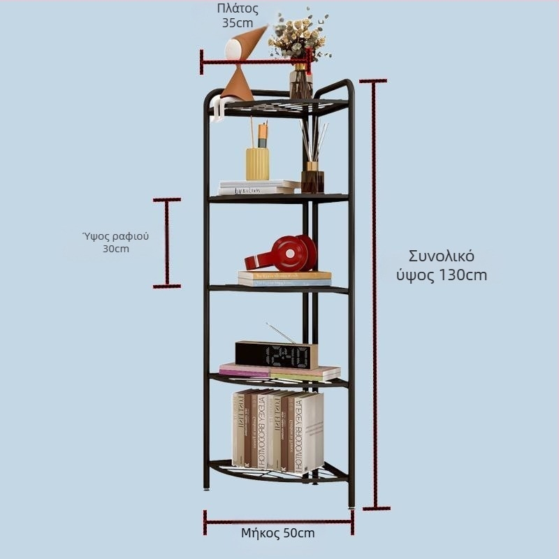 Ράφι αποθήκευσης μπάνιου με βάση στο πάτωμα, τρίγωνης μορφής, 5 επιπέδων, από ανοξείδωτο ατσάλι 304, επίστρωση πλαστικού με ψεκασμό, CE πιστοποιητικό
