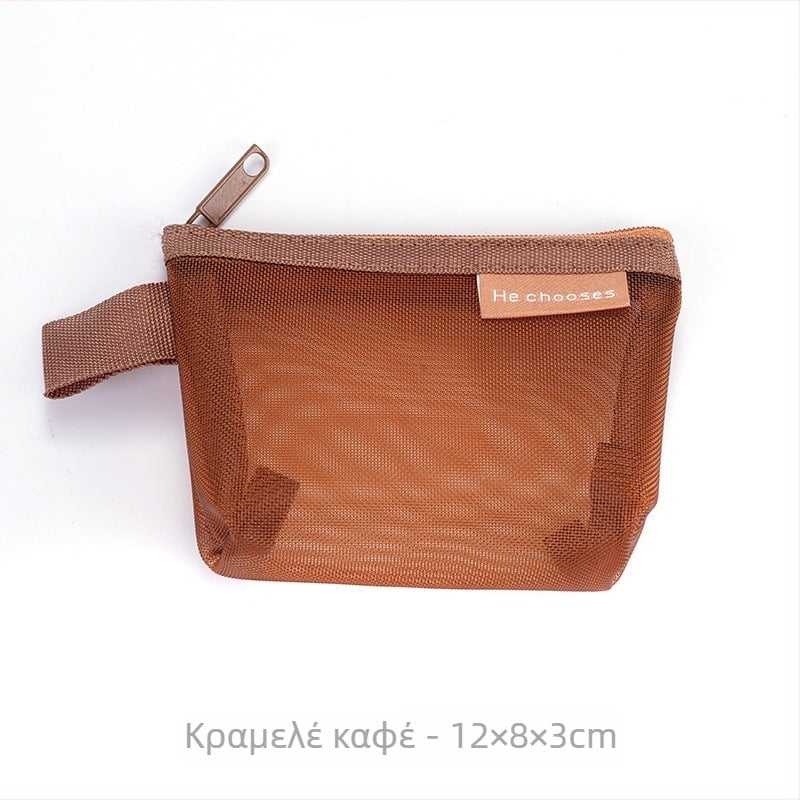 Διαφανής νάιλον διχτυωτή θήκη αποθήκευσης με φερμουάρ, κεκλιμένου σχήματος – φορητός οργανωτής για καλλυντικά, παιχνίδια, νομίσματα, κλειδιά και κάρτες (Κωδικός: Wsb-02)