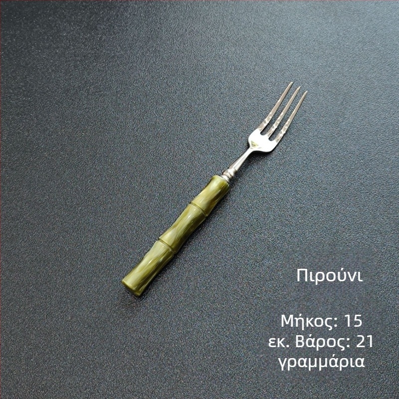 Σετ μαχαιροπίρουνα (μαχαίρι, πιρούνι και κουτάλι) – Χειροποίητο από ανοξείδωτο ατσάλι 304, σχέδιο με μπαμπού, γυαλιστερή επιφάνεια καθρέφτη, Νέου κινεζικού στυλ