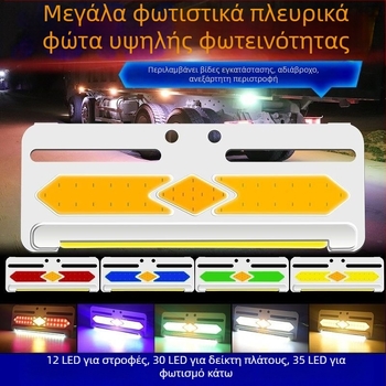 Πλευρικό COB LED φως φορτηγού, 24V/12V, 8W, 5000K, 50.000 ώρες ζωής, μεγάλο ultra-thin