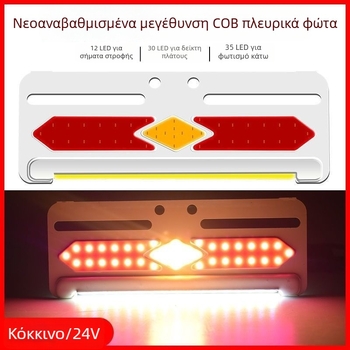 Πλευρικό COB LED φως φορτηγού, 24V/12V, 8W, 5000K, 50.000 ώρες ζωής, μεγάλο ultra-thin