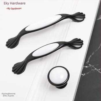 Χερούλι πόρτας για ντουλάπες, σώμα από κράμα αλουμινίου με ένθετο από πλαστικό, ηλεκτροπλατινωμένο φινίρισμα, μοντέλο YQ502