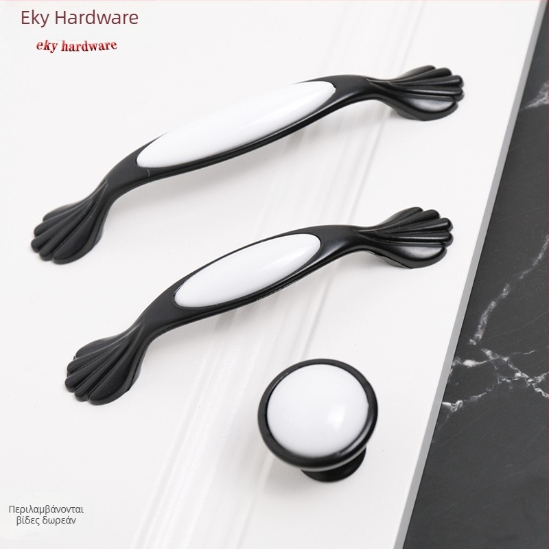 Χερούλι πόρτας για ντουλάπες, σώμα από κράμα αλουμινίου με ένθετο από πλαστικό, ηλεκτροπλατινωμένο φινίρισμα, μοντέλο YQ502