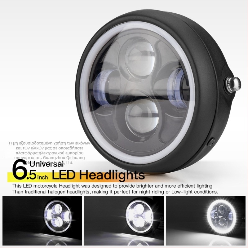 Harley Cafe Racer ρετρό μοτοσικλέτας LED μπροστινό φανάρι με δακτυλίδι 6,5 ιντσών