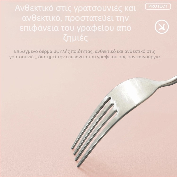 Μεγάλη επιφάνεια γραφείου από PU δέρμα για πληκτρολόγιο και ποντίκι, διπλής όψης, μονόχρωμη, αδιάβροχη, αντιολισθητική