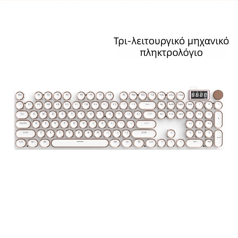 Μηχανικό πληκτρολόγιο K74, 104 πλήκτρα, τριών λειτουργιών σύνδεσης, λευκοί μηχανικοί διακόπτες, RGB φωτισμός