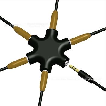 Ακουστικός διαχωριστής ήχου 1 προς 5 για ακουστικά, χαλκού πυρήνας, έξοδος ήχου, περιλαμβάνει καλώδιο ήχου 20 cm