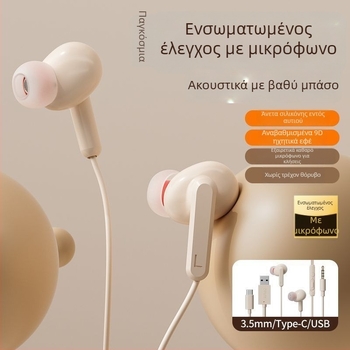 Ενσύρτα ακουστικά με γάντζο για το αυτί, 2 m USB-C καλώδιο, μείωση θορύβου, για καραόκε, αθλήματα, παιχνίδια και κλήσεις