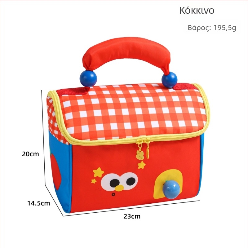 Θήκη με μόνωση για μεσημεριανό σε σχήμα σπιτιού με καρτούν μοτίβο; ύφασμα Oxford; φερμουάρ κλείσιμο; επένδυση για μόνωση