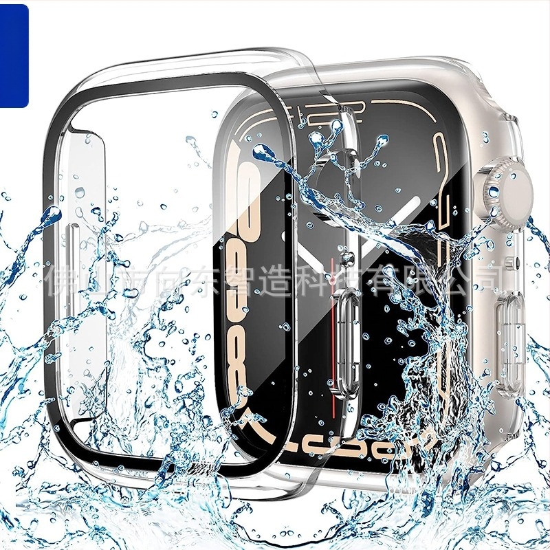 Αδιάβροχη προστατευτική θήκη Apple Watch, κελύφος PC σκληρός + φιλμ από κατεργασμένο γυαλί, συμβατή με Ultra3/S11/S10/S9/S8/S7/S6/S5/S4/SE3
