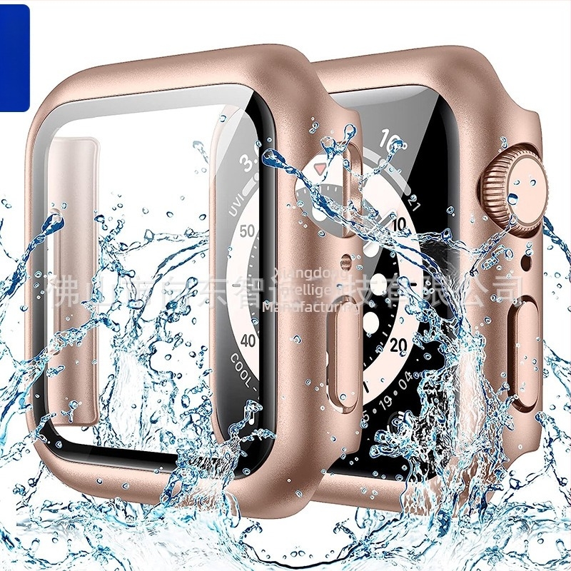 Αδιάβροχη προστατευτική θήκη Apple Watch, κελύφος PC σκληρός + φιλμ από κατεργασμένο γυαλί, συμβατή με Ultra3/S11/S10/S9/S8/S7/S6/S5/S4/SE3