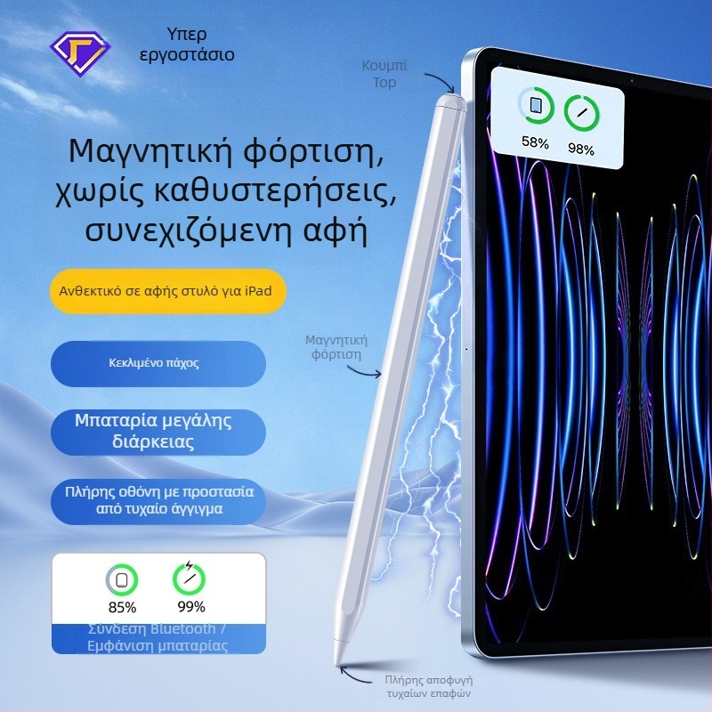 Capacitive στυλός για iPad με μαγνητική φόρτιση, συμβατός με Apple Pencil 2ης γενιάς, πλαστικό περίβλημα, σετ με θήκη αποθήκευσης