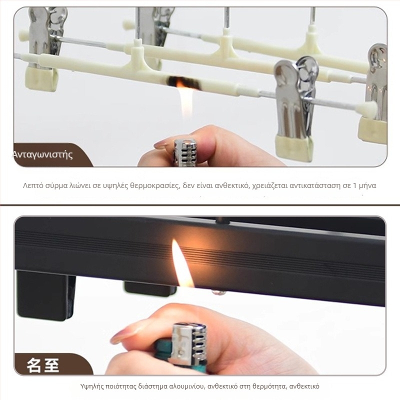 Αλουμινένιος συνδετήρας παντελονιών με κινητό αντιολισθητικό κλιπ για ντουλάπα