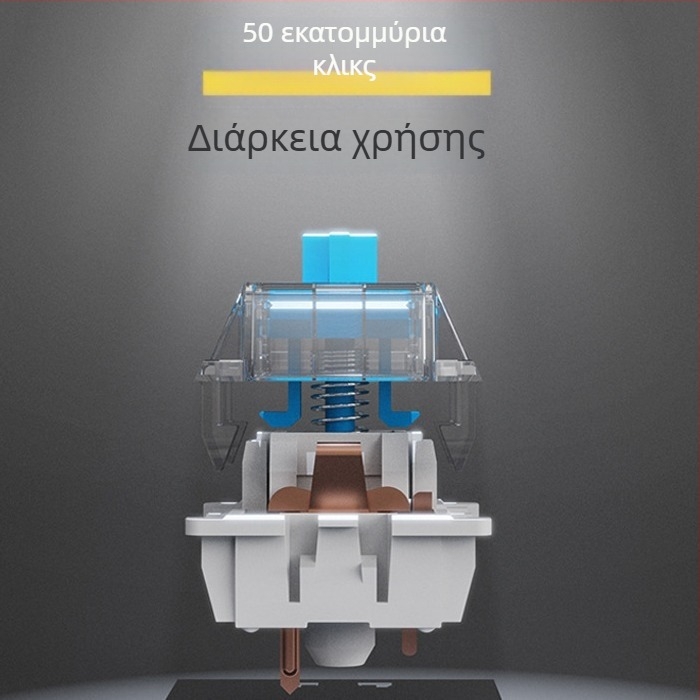 Μίνι Bluetooth μηχανικό πληκτρολόγιο με RGB φωτισμό, πράσινος διακόπτης και τρεις τρόπους σύνδεσης