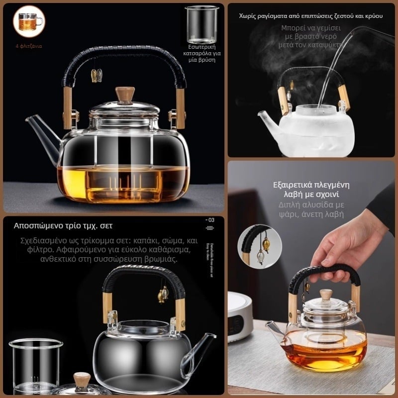 Γυάλινο τσαγιέρα για τσάι, με υψηλή αντοχή στη θερμοκρασία, χωρητικότητα 4 L και άνω, 380V / 1000W, έλεγχο τύπου υπολογιστή